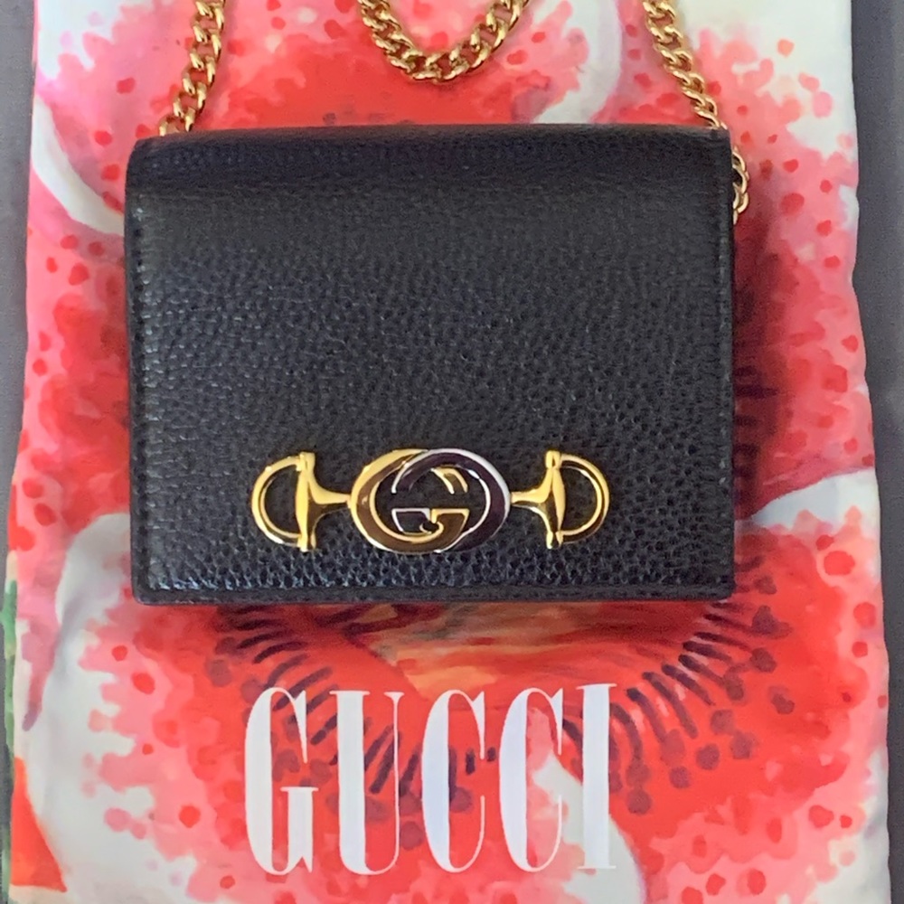 Gucci Zumi grainy leather card case wallet